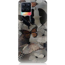 Teknomeg Realme 8 Uyumlu Kelebekler Desenli Silikon Kılıf