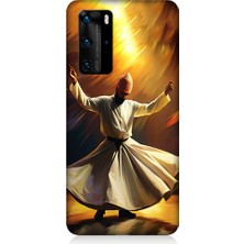 Teknomeg Huawei P40 Pro Uyumlu Semazen Yapan Mevlevi Desenli Silikon Kılıf
