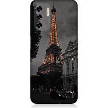 Teknomeg Reeder P13 Blue 2022 Uyumlu Eyfel Kulesi Gün Batımı Desenli Silikon Kılıf