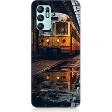 Teknomeg Oppo Reno 6 Uyumlu Eski Sarı Tren Desenli Silikon Kılıf