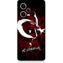 Teknomeg Xiaomi Redmi Note 12 Pro 5g Uyumlu Bayrak ve Atatürk Imza Desenli Silikon Kılıf