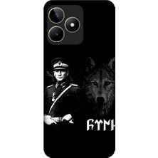 Teknomeg Realme C53 Uyumlu Mustafa Kemal Atatürk ve Kurt Desenli Silikon Kılıf