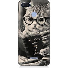 Teknomeg Xiaomi Redmi 6 Uyumlu Kitap Okuyan Kedi Desenli Silikon Kılıf