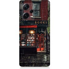 Teknomeg Xiaomi Redmi Note 12 Pro Plus Uyumlu Köşedeki Kitabevi Desenli Silikon Kılıf