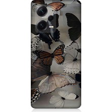 Teknomeg Xiaomi Redmi Note 12 Pro Plus Uyumlu Kelebekler Desenli Silikon Kılıf