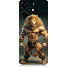 Teknomeg Tecno Spark 10 Pro Uyumlu Kaslı Aslan Desenli Silikon Kılıf