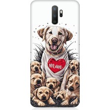 Teknomeg Oppo A9 2020 Uyumlu Anne Köpek ve Yavruları Desenli Silikon Kılıf