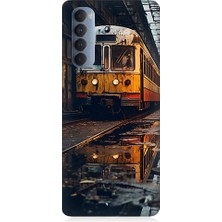 Teknomeg Oppo Reno 4 Pro Uyumlu Eski Sarı Tren Desenli Silikon Kılıf