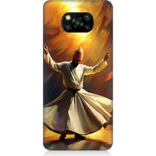 Teknomeg Xiaomi Poco X3 Uyumlu Semazen Yapan Mevlevi Desenli Silikon Kılıf