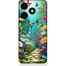Teknomeg Tecno Spark 10C Uyumlu Çiçekler ve Kelebekler Desenli Silikon Kılıf