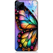 Teknomeg Realme C15 Uyumlu Pastel Renkli Kelebek Kanadı ve Çiçekler Desenli Silikon Kılıf