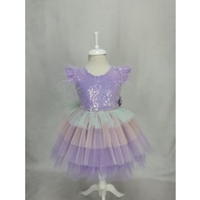 GÇ Kids Kız Çocuk Lila Pul Hayal Tül Unicorn Elbise