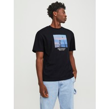 Jack & Jones Erkek Manzara Baskili Kisa Kollu Tisört - Vesterbro