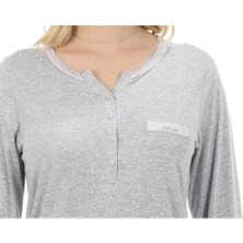 Etoile Bambu, Uzun Kol,düğmeli Yaka Kadın Pijama Takımı Gri
