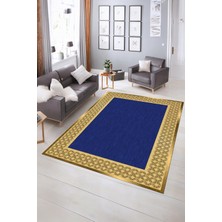 Napoli Home Dijital Baskılı Kaymaz Yıkanabilir Çerçeveli Yolluk Mutfak Salon Halısı, N-Çerçeveli-29-Lacivert,