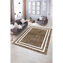Napoli Home Dijital Baskılı Kaymaz Yıkanabilir Çerçeveli Yolluk Mutfak Salon Halısı, N-Çerçeveli-30-Kahve,