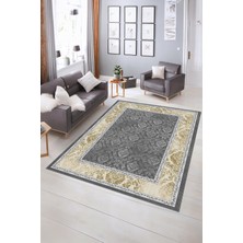 Napoli Home Dijital Baskılı Kaymaz Yıkanabilir Çerçeveli Yolluk Mutfak Salon Halısı, N-Çerçeveli-21-Gold,