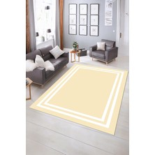 Napoli Home Dijital Baskılı Kaymaz Yıkanabilir Çerçeveli Yolluk Mutfak Salon Halısı, N-Çerçeveli-38-Krem,