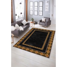 Napoli Home Dijital Baskılı Kaymaz Yıkanabilir Çerçeveli Yolluk Mutfak Salon Halısı, N-Çerçeveli-48-Antrasit,