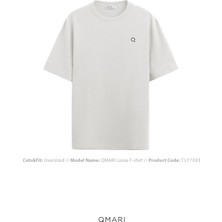 Qmari Loose Erkek T-Shirt 100% Pamuklu | Oversize Bisiklet Yaka Kısa Kollu | Q Nakışlı Tlf7001