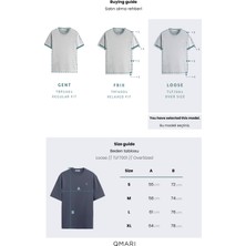 Qmari Loose Erkek T-Shirt 100% Pamuklu | Oversize Bisiklet Yaka Kısa Kollu | Q Nakışlı Tlf7001