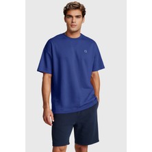Qmari Loose Erkek T-Shirt 100% Pamuklu | Oversize Bisiklet Yaka Kısa Kollu | Q Nakışlı Tlf7001