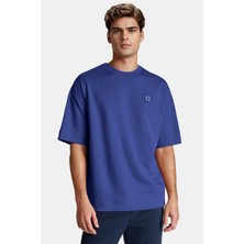 Qmari Loose Erkek T-Shirt 100% Pamuklu | Oversize Bisiklet Yaka Kısa Kollu | Q Nakışlı Tlf7001