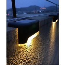 Biton Toptan 4 Adet Köşebent Merdiven Veranda Solar Güneş Enerjili Bahçe LED Lamba Dekor Bahçe Balkon Aydınlatma