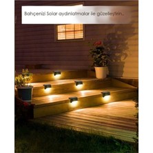Biton Toptan 4 Adet Köşebent Merdiven Veranda Solar Güneş Enerjili Bahçe LED Lamba Dekor Bahçe Balkon Aydınlatma