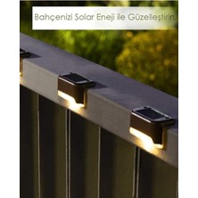 Biton Toptan 4 Adet Köşebent Merdiven Veranda Solar Güneş Enerjili Bahçe LED Lamba Dekor Bahçe Balkon Aydınlatma
