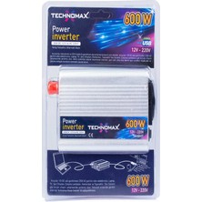 Technomax Invertör Çevirici 12V DC-220V AC(600) TM9201 2636-ERPİLSAN