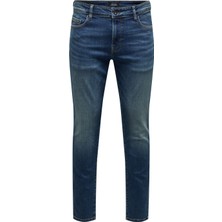 Only & Sons Normal Bel Dar Koyu Mavi Erkek Denim Pantolon Onsloom Slım One Dmbd 6817 Taı Dnm