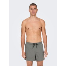 Only & Sons Gri Erkek Şort Mayo Onsted Lıfe Swım Short Gw 1832