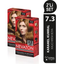 Nevaton 2 X 2'Li Set 7.3 Karamel Kumral Kalıcı Krem Saç Boyası Seti (4 Boya + 4 Oksidan)