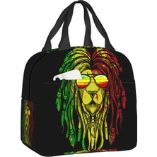 Yuying Shop No.12 Tarzı Reggae Müzik Aslan Jamaika Bayrağı Rasta Rastafari Termal Yalıtımlı Öğle Yemeği Çantası Kadın Yeniden Kullanılabilir Yemek Çantası Seyahat Depolama Yiyecek Kutusu (Yurt Dışından)