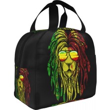 Yuying Shop No.12 Tarzı Reggae Müzik Aslan Jamaika Bayrağı Rasta Rastafari Termal Yalıtımlı Öğle Yemeği Çantası Kadın Yeniden Kullanılabilir Yemek Çantası Seyahat Depolama Yiyecek Kutusu (Yurt Dışından)