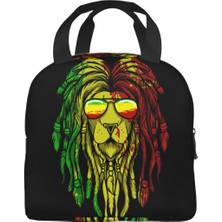 Yuying Shop No.12 Tarzı Reggae Müzik Aslan Jamaika Bayrağı Rasta Rastafari Termal Yalıtımlı Öğle Yemeği Çantası Kadın Yeniden Kullanılabilir Yemek Çantası Seyahat Depolama Yiyecek Kutusu (Yurt Dışından)