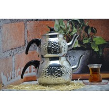 Qpazar Alüminyum Alüminyum Motifli Desenli Çaydanlık No:4 (2,3 Litre 5 Kişilik) Gri