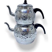 Qpazar Alüminyum Alüminyum Motifli Desenli Çaydanlık No:5 (3,2 Litre 7 Kişilik) Kırmızı