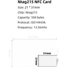 Koodmax - 25 Adet NTAG215 Nfc Kart - 13.56 Mhz 504 Byte - 21*31 mm - Yeniden Yazılabilir - ISO14443A