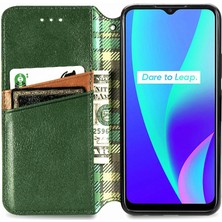 SZY Mall Oppo Realme C15 Zarif Iş Deri Çanta Cüzdan Fonksiyonu Için Kılıf (Yurt Dışından)