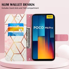 SZY Mall Xiaomi Poco M6 Pro 4g Pu Deri Kickstand Cüzdan Mermer Desen (Yurt Dışından)