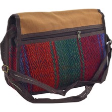 Hit Dükkan Kilim Kumaş Otantik Renkli Omuz Askılı (9CMX25CMX32CM) Iki Gözlü Kadın Çanta No7