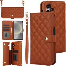 SZY Mall Samsung Galaxy S24 Standı Fonksiyonu Crossbody Tarzı 5 Kart ile (Yurt Dışından)