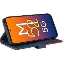 SZY Mall Samsung Galaxy M52 5g Iki Renkli Dikiş Kickstand Koruyucu Pu (Yurt Dışından)