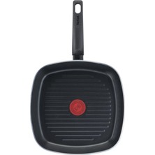 Tefal Titanyum Titanyum 1x Simplecook Difüzyon Tabanlı Izgara Tavası - 26 cm Siyah Alüminyum Izgara Tavas