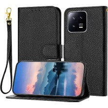 BDT Market Telefon Kılıfı Için Xiaomi 13 Litchi Desen Kart Yuvaları Tutucu Flip Folio Pu (Yurt Dışından)