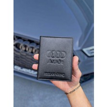 Visso Leather 1904 Audi Logolu Deri Araç Ruhsat Kılıfı - Ruhsat Kabı Isme Özel Çanta Cüzdan