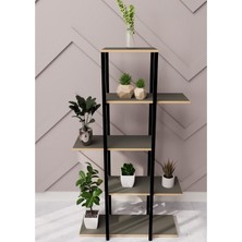 Güzelkan Madeni Eşya Dekoratif 5 Raflı Metal Çiçeklik Saksı Standı Saksılık Füme 1350