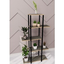 Güzelkan Madeni Eşya Dekoratif 5 Raflı Metal Çiçeklik Saksı Standı Saksılık Füme 1350